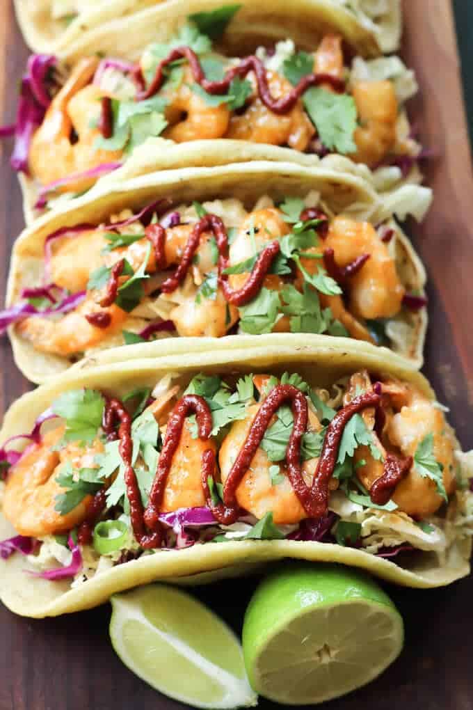 Paleo Bang Bang Shrimp Tacos - Wicked Spatula