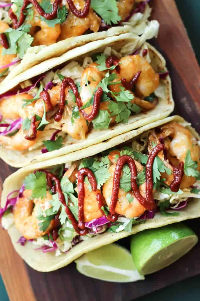 Paleo Bang Bang Shrimp Tacos | wickedspatula.com