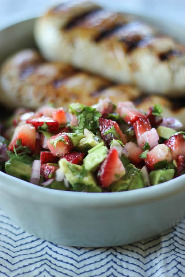 Grilled Chicken with Strawberry Avocado Salsa