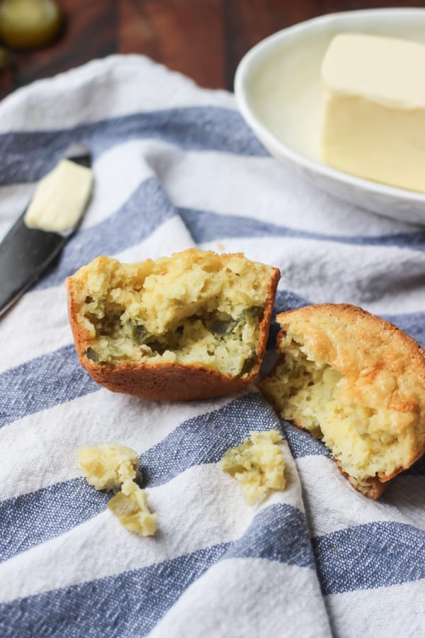 paleo cornbread muffins with butter