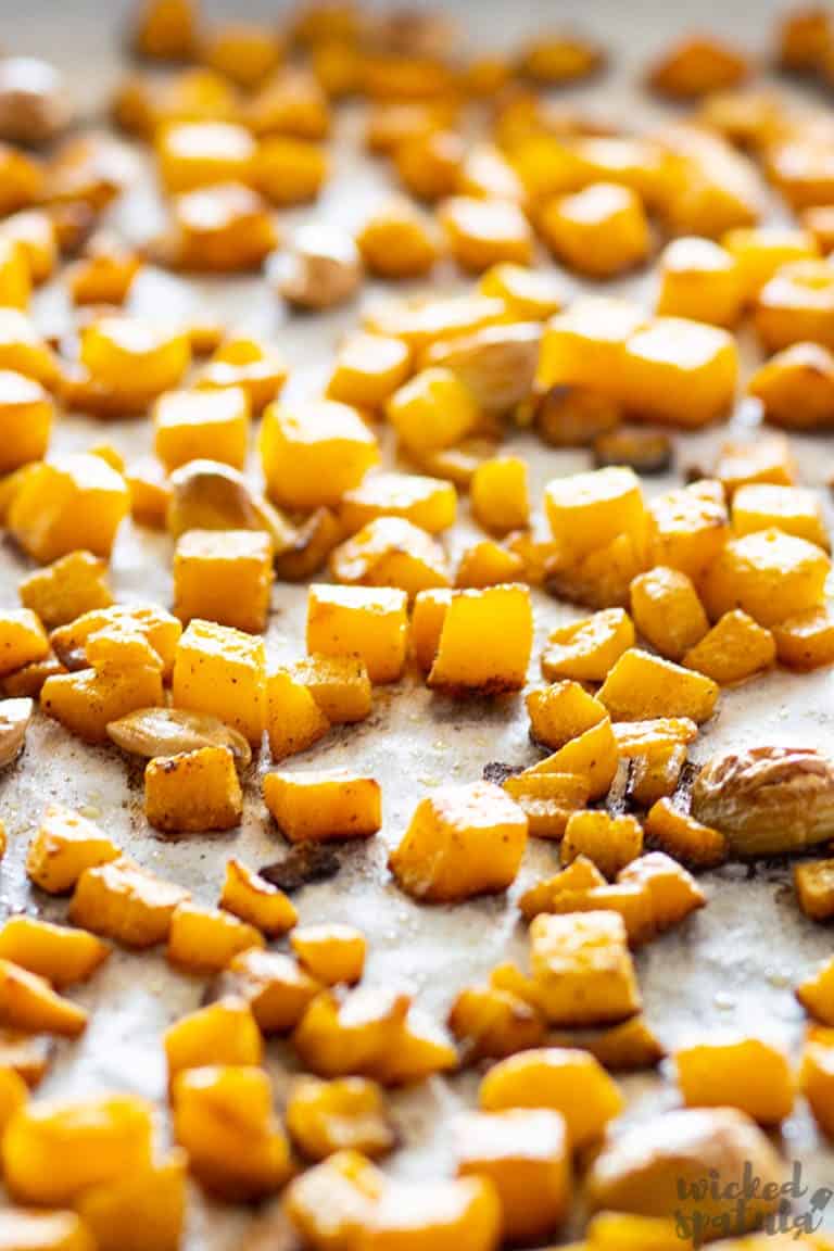 Garlic Oven Roasted Butternut Squash Recipe | Wicked Spatula