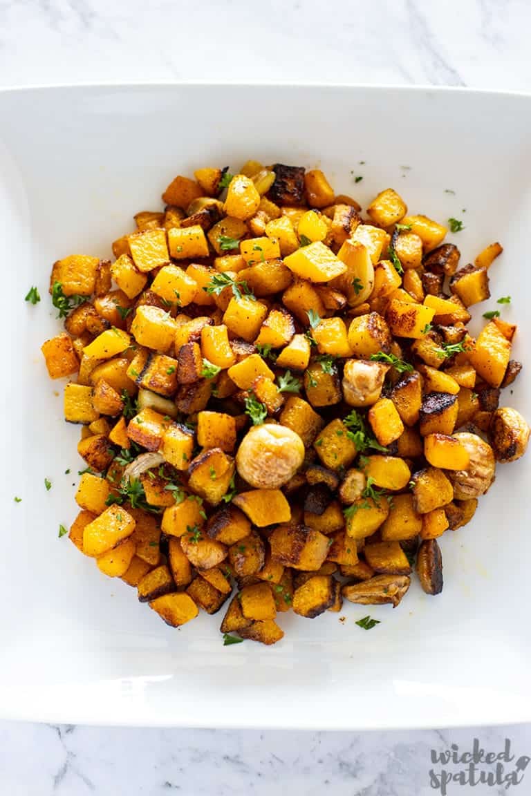 Garlic Oven Roasted Butternut Squash Recipe | Wicked Spatula