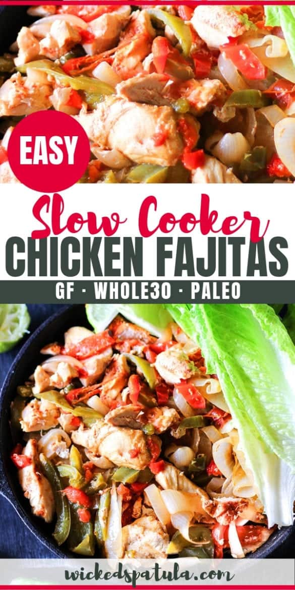 Healthy Crock Pot Slow Cooker Chicken Fajitas Recipe | Wicked Spatula