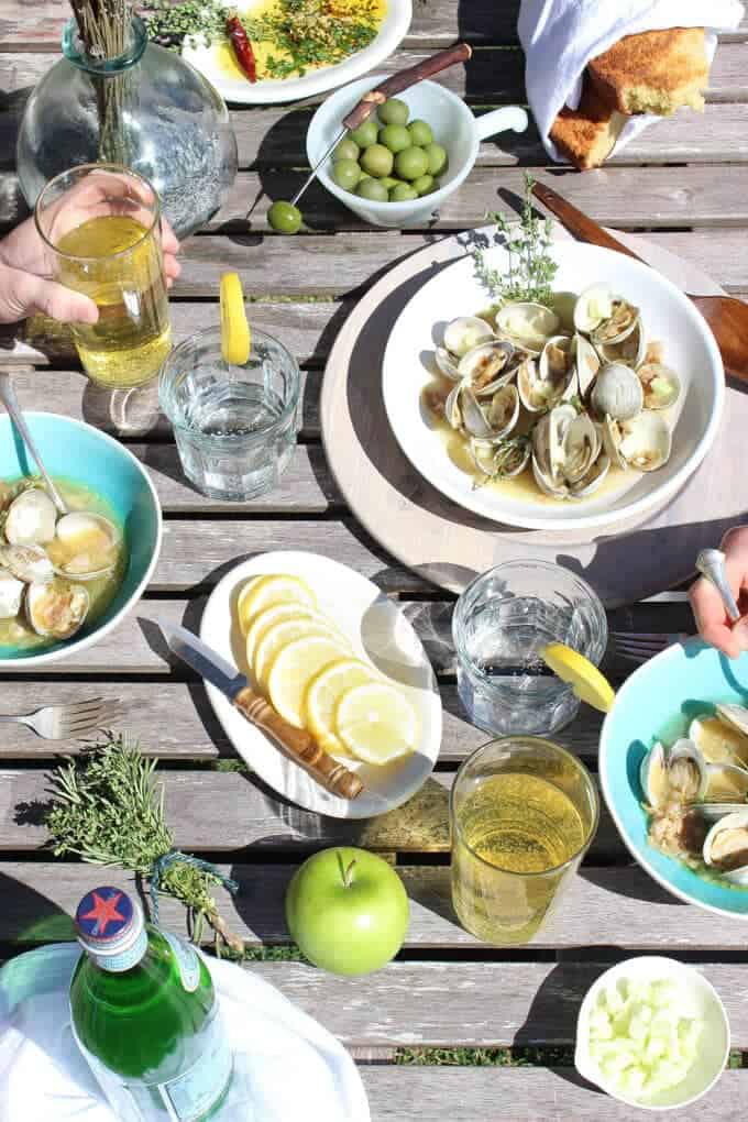 Hop Infused Irish Cider Steamed Clams - Wicked Spatula