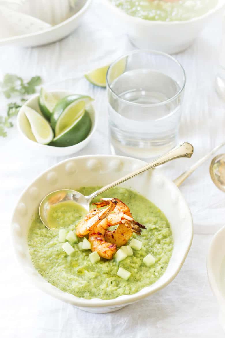 Green Tomato Gazpacho With Grilled Shrimp Wicked Spatula