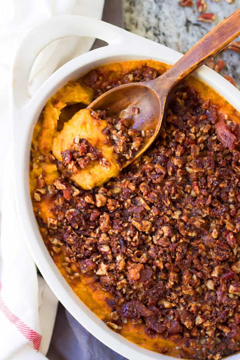 Healthy Paleo Sweet Potato Casserole Recipe | Wicked Spatula