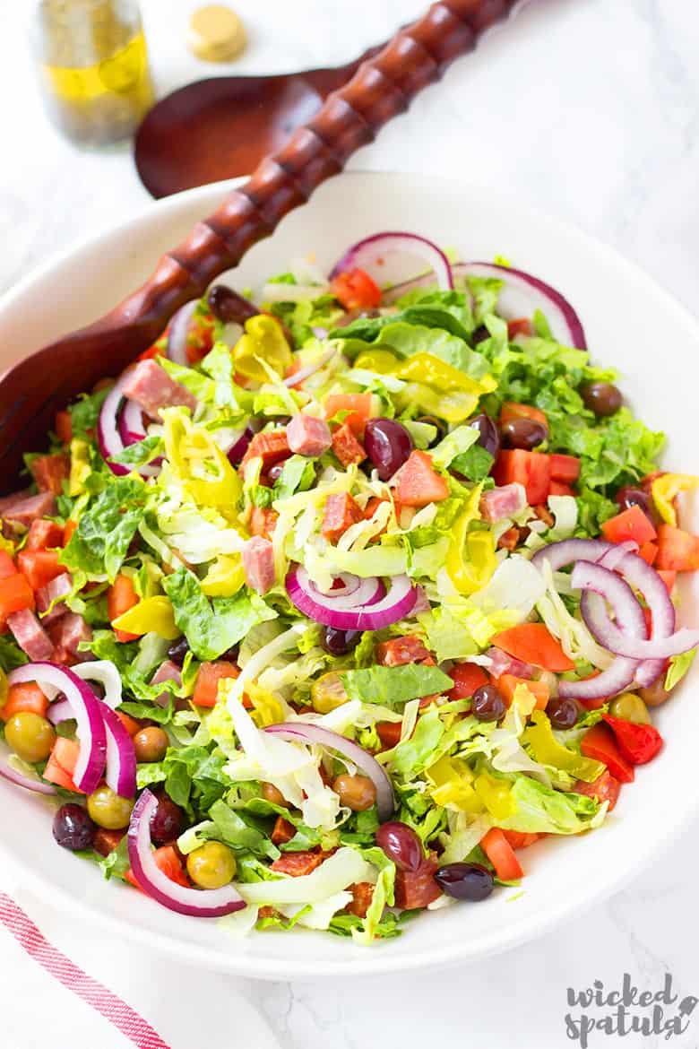 Easy Tossed Big Italian Salad Recipe | Wicked Spatula