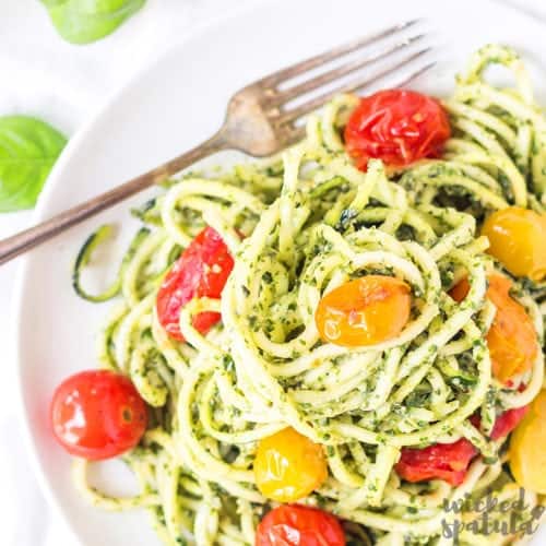 Pesto Zoodles Recipe: Zucchini Noodles With Pesto | Wicked Spatula