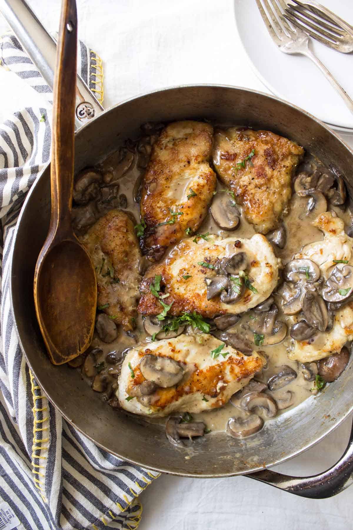 Dairy Free Creamy Mushroom Chicken Skillet finished meal