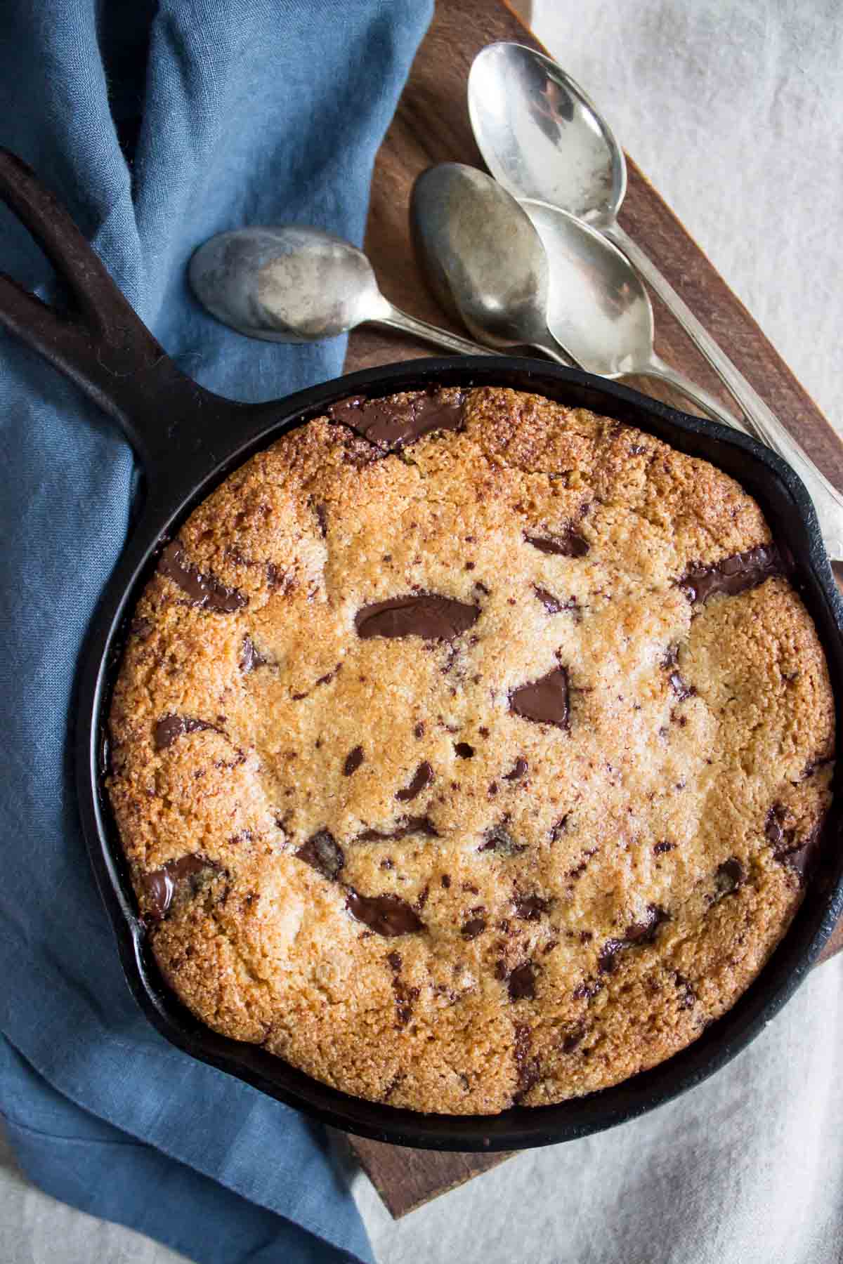 Paleo Chocolate Chip Skillet Cookie - Wicked Spatula