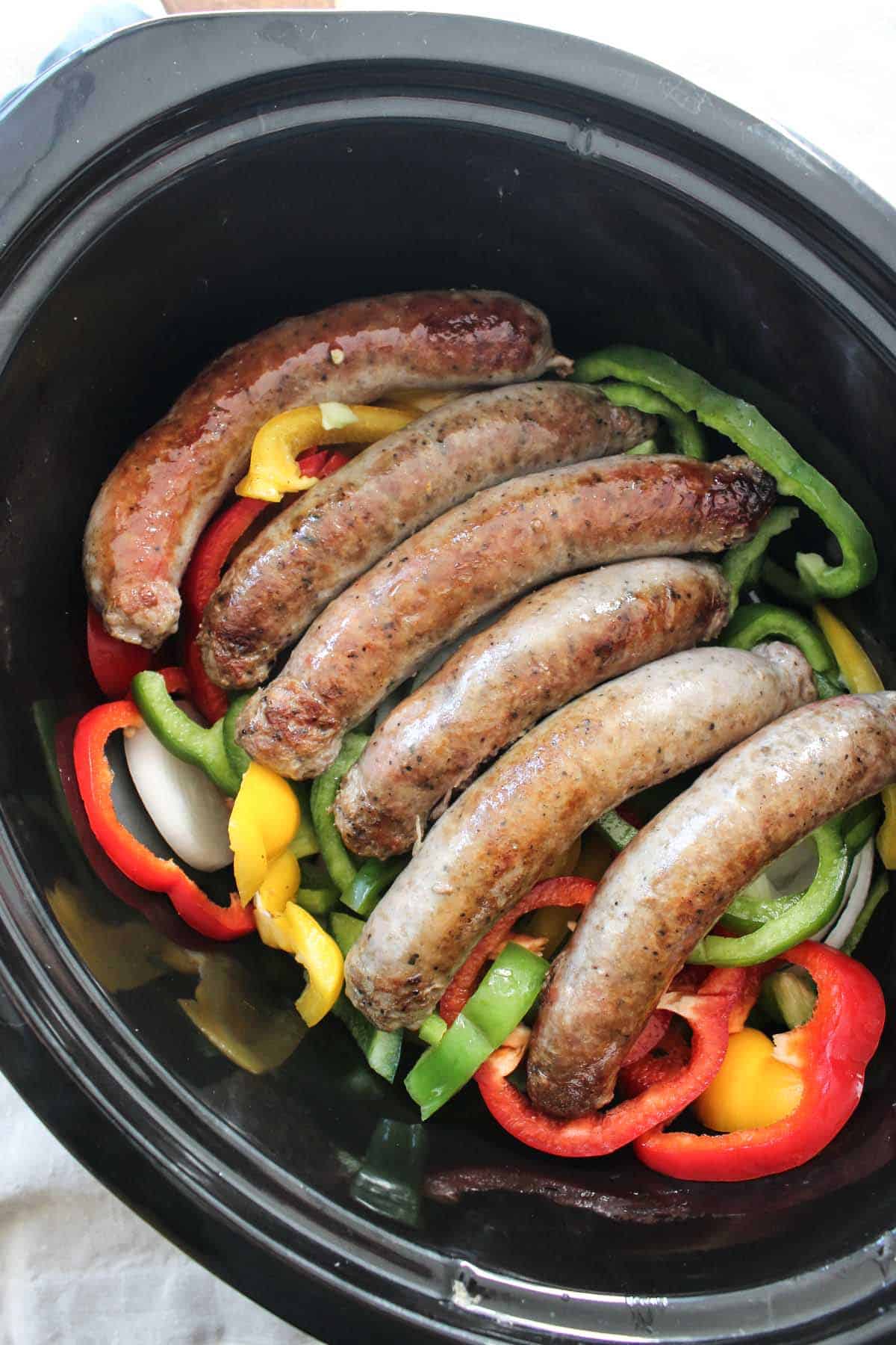 Easy Crock Pot Slow Cooker Sausage and Peppers Recipe | Wicked Spatula