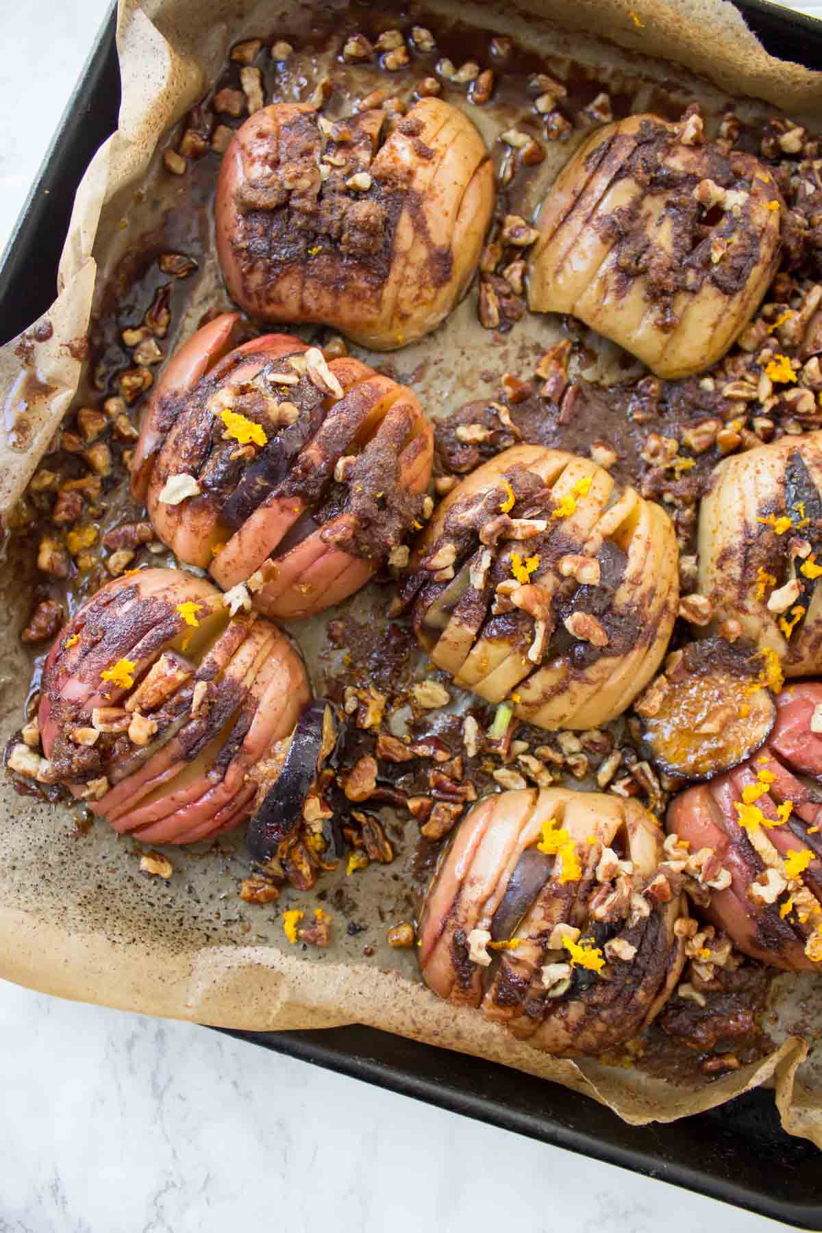 Hasselback Baked Apples with Figs + Pecans - Wicked Spatula