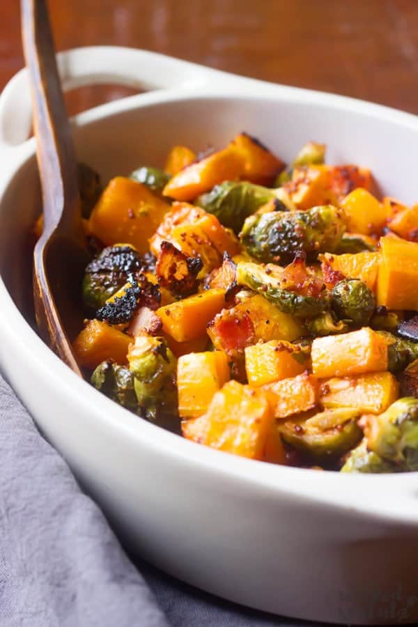 Roasted Butternut Squash and Brussels Sprouts Recipe | Wicked Spatula