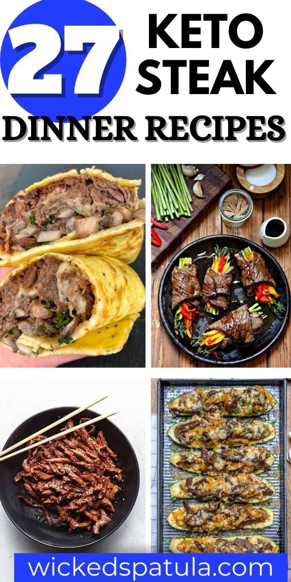 Keto steak dinner collage