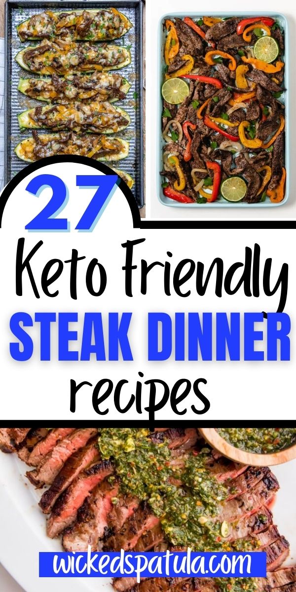 Keto steak dinner collage