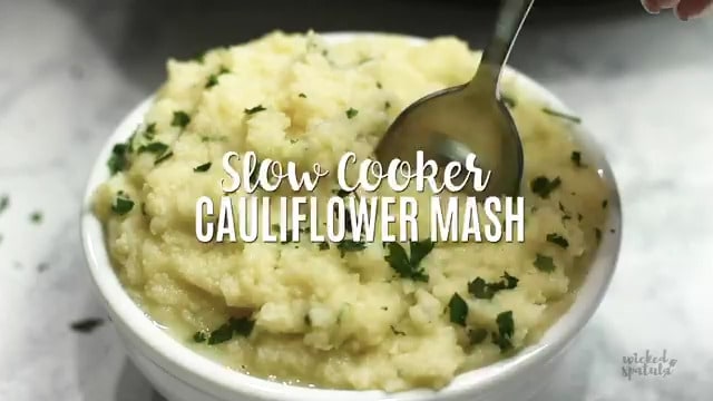 Paleo Crock Pot Slow Cooker Cauliflower Mash Recipe Wicked Spatula