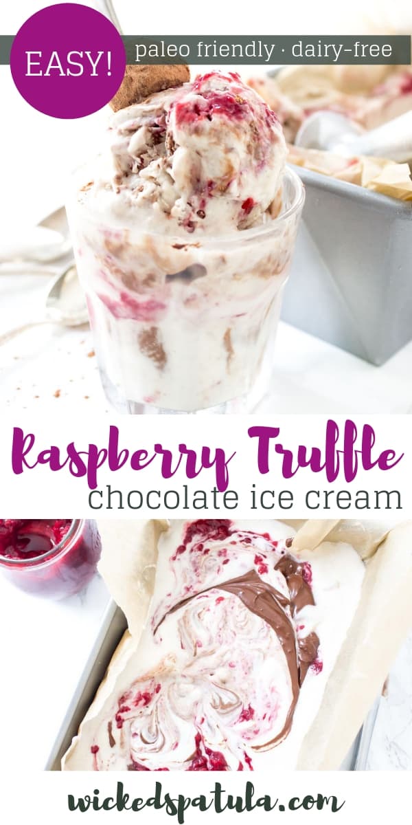 Raspberry Chocolate Truffle Ice Cream - Pinterest image